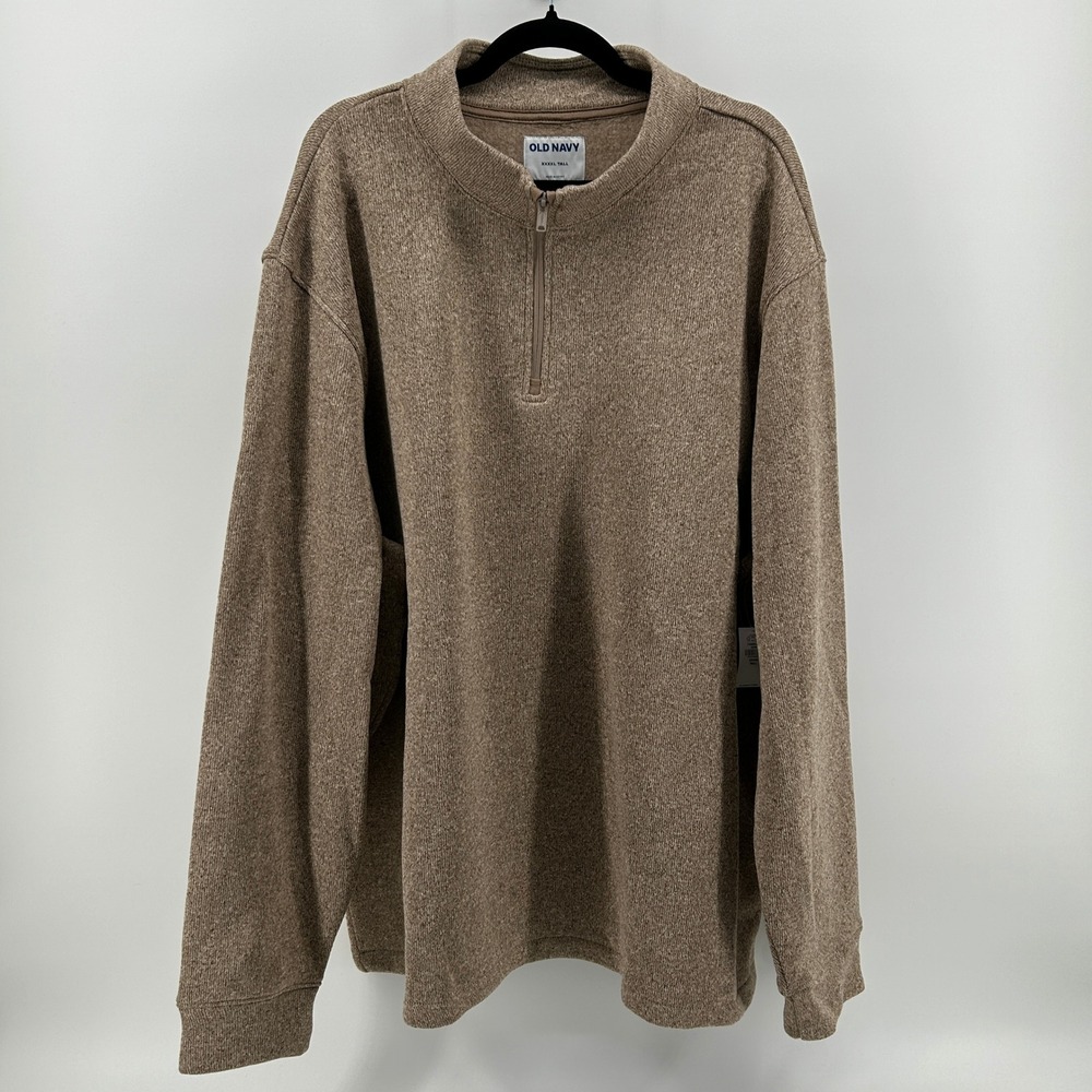 Old Navy Men's XXXXL Tall Quarter Zip Pullover Fleece Sweater Tan NWT Preppy